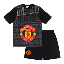 Manchester United Boys Short Pyjamas Black 12-13 Years Official Football