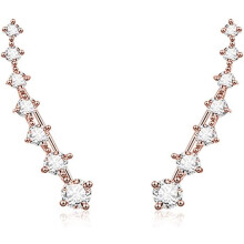 Sterling Silver Cuff Earrings with 7 Crystals for Women