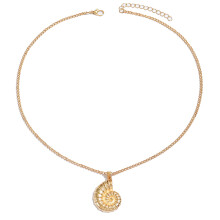 Gold Seashell Necklace with Pearl Wave for Women