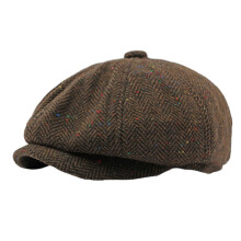 Retro Octagonal Beret Wool Hat for Men and Women