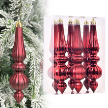 6 Pcs Silver Mercury Glass Finial Christmas Ornaments 6.7