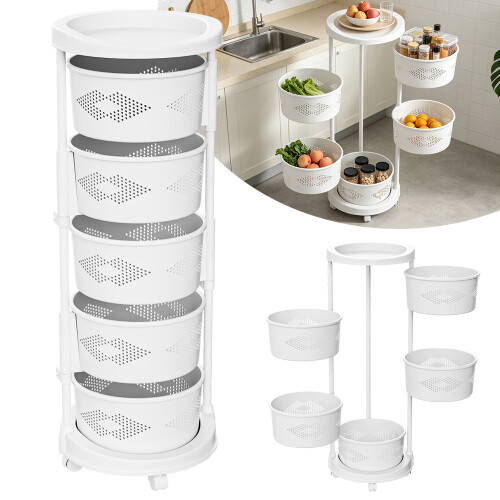 Rotating Vegetable Rack Freestanding Kitchen Fruit Basket Food Storage Shelf UK