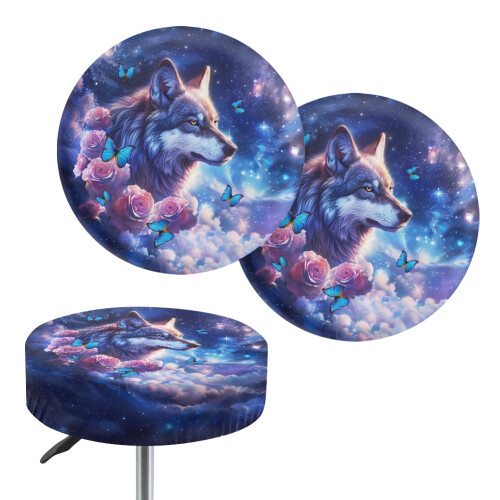 Galaxy Wolf Barstool Covers 2 pcs for 12-14 inch Stools