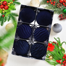 Christmas Tree Ornament Balls Flocked Blue 6 pcs