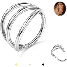Titanium Hoop Nose Ring 16G 18G 20G CZ Gold Black Silver