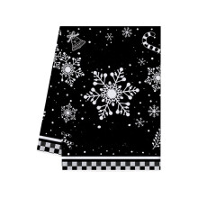 Winter Wonderland Dish Towels Black Snowman Forest 24x16