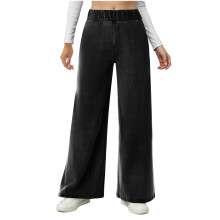 Women's Wide Leg Jeans Stretchy Mid-Rise Elastic Waist
