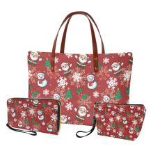 PU Leather Top Handle Bag Set with Christmas Tree and