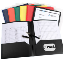 Plastic Folder with Pockets Letter Size Black 7-Pack