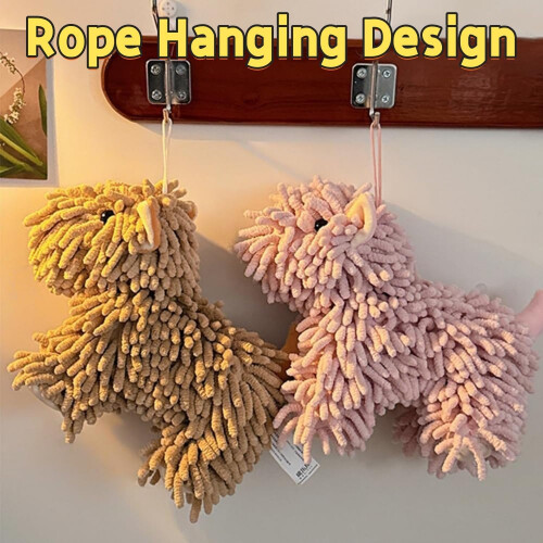 Fuzzy Cartoon Dog Plush Hand Towel 3D Chenille 1