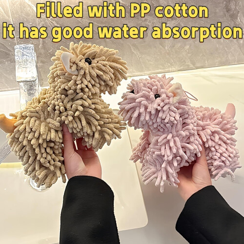 Fuzzy Cartoon Dog Plush Hand Towel 3D Chenille 2