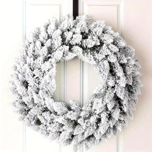 White Flocked Snowflake Christmas Wreath 18 inch