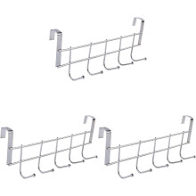 Over-Door Hanger Metal Rack with 5 Hooks Stainless Steel