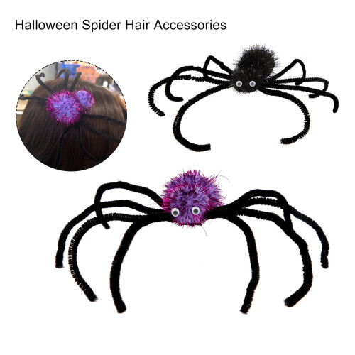 Halloween Hair Clips Pumpkin Spider Design 6 pcs