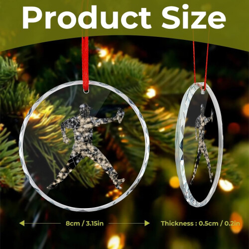 Baseball Pitcher Silhouette Crystal Glass Ornament 1pc 1