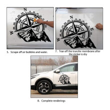 2Pcs Car Off-Road SUV Side Body Sticker Compass Mountain Decals Sticker for SUV Off-Road Waterproof