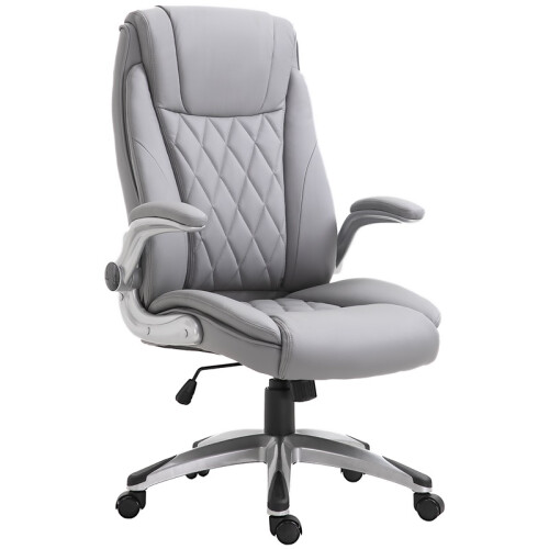 Faux Leather Executive Swivel Office Chair - Grey 1