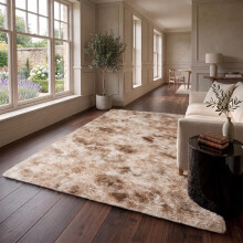 (BEIGE- TYE DYE, 160X230 CM) Extra Large Rugs Fluffy Shaggy Living Room Rug