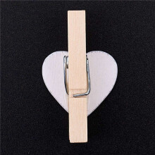 150X Small Wooden Clothes Pegs / Decorative Pegs with Hearts , White