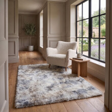 (160cm x 230cm_Large Rugs For Living Room Bedroom, Tie Dye Light Grey) Non-Slip Grey Rugs Shaggy Area Rug Soft Carpet Mat