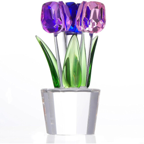 Crystal Tulip Figurine with Vase 1 Piece