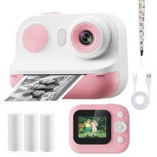 Kids Instant Print Camera Pink 1080p Video Multi-Color