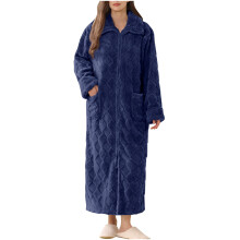 Women's Plush Zip-Up Bathrobe Warm Fluffy Cozy Housecoat