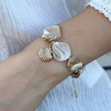 Sea Shell Starfish Bracelet Pearl Charm Boho Jewelry for