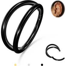 G23 Titanium Hoop Nose Ring 16G/18G/20G CZ Gold Black Silver