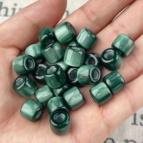 Resin Beads Large Hole Dark Green 100 Pcs