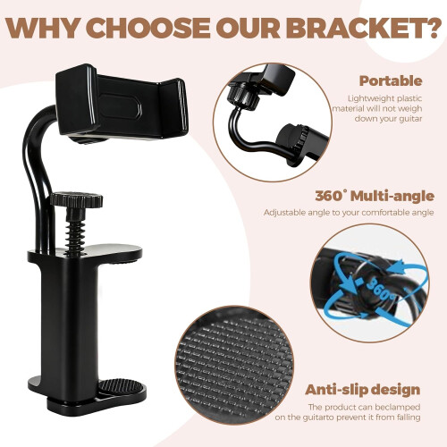 Guitar Phone Holder Adjustable Mount for Electric Guitar 2