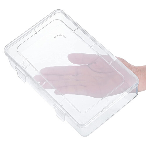 12-Pack Clear Plastic Storage Containers, 8 x 5 x 1.75 Inch Empty Hinged Box, Stackable Organizer