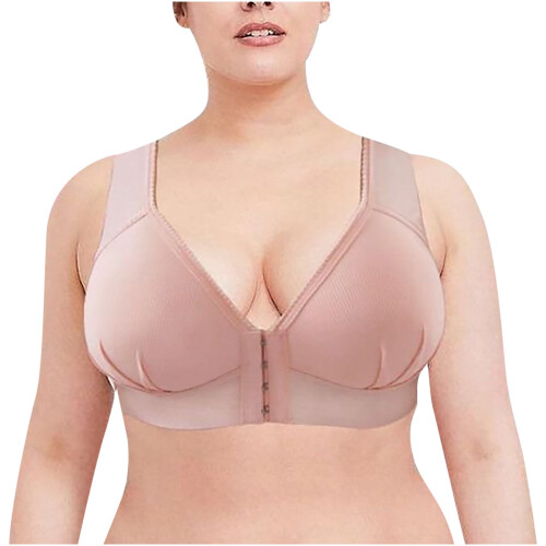 Wire-Free Front-Closure Push-Up Bra with Thick Straps