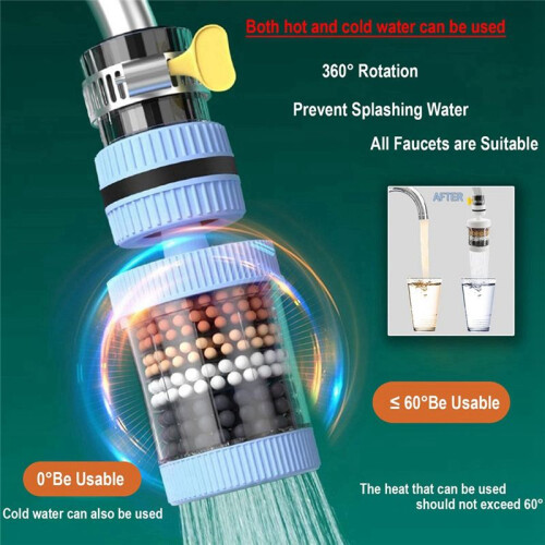 4 Pcs Six-Layer -Proof Universal Removable and Washable Kitchen Extended Rotatable Faucet Filter