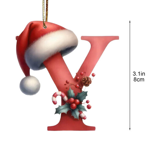 Acrylic Christmas Tree Pendant 26 Letters Red 2