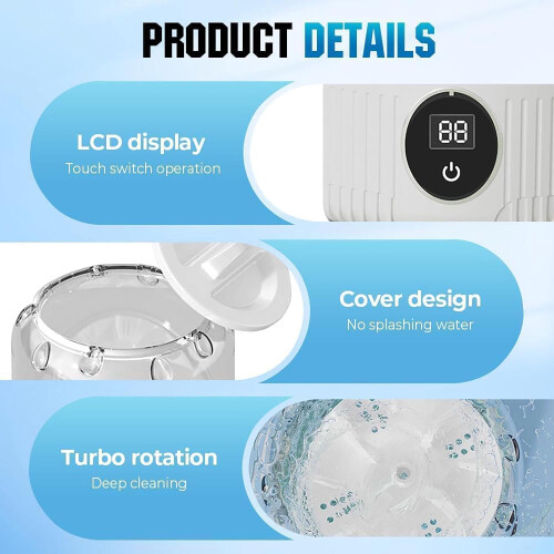 Ultrasonic Mini Washing Machine Portable Rechargeable 2