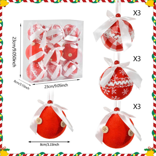 Glitter Shatterproof Christmas Ball Ornament Red 9 pcs 2