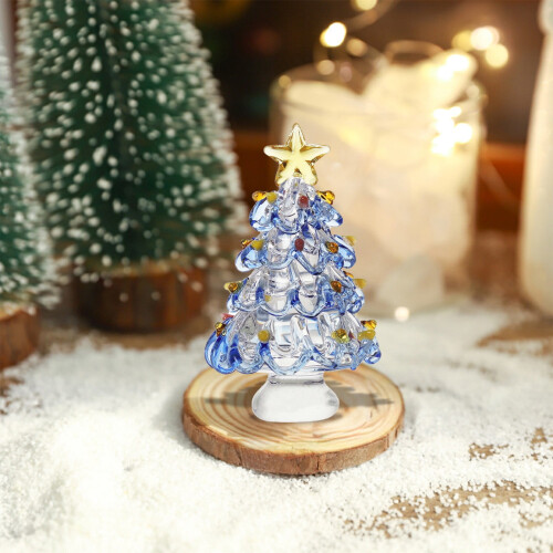 Mini Glass Christmas Tree Ornaments Winter Figurines 12pcs 1