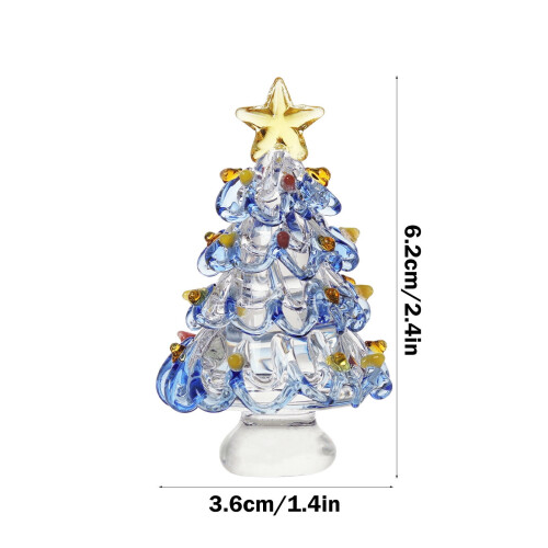 Mini Glass Christmas Tree Ornaments Winter Figurines 12pcs 2