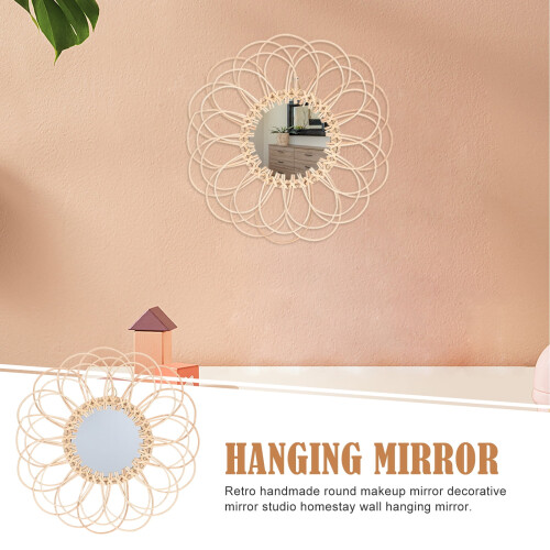 Willow Woven Decorative Mirror Glass Khaki 1 Pc 2
