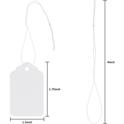 White Price Tags with String 1.88 x 1.1 in 500 pcs 2