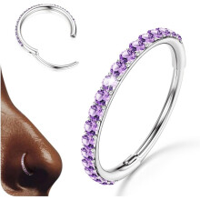 Titanium Nose Hoops with CZ Stones 16G-20G 6-12mm