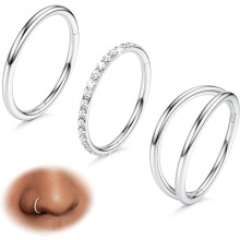 3Pcs Nose Hoops 316L Surgical Steel 14G-20G 7-10mm