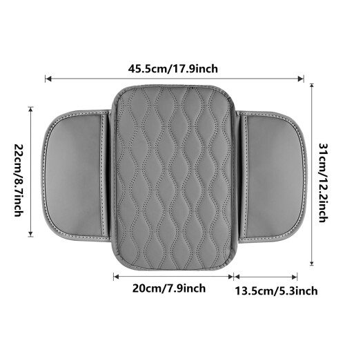 Car Armrest Cushion Cover Leather with Storage Pocket 2