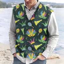 Men's V-Neck Sleeveless Vest Green L