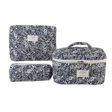 Travel Quilted Makeup Bag Floral Cotton 1 Pc