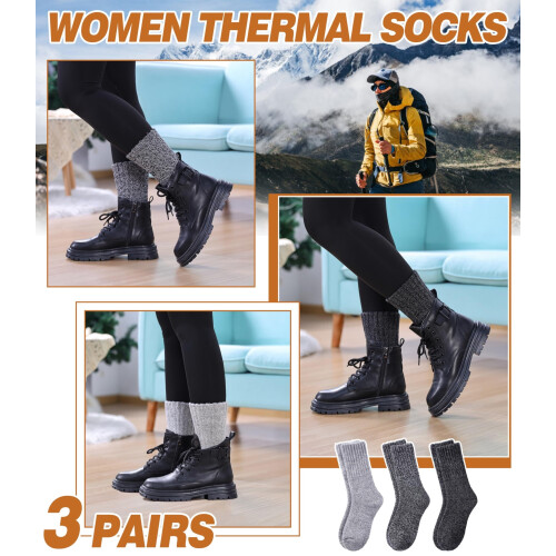 Women's Merino Wool Boot Socks Thermal Thick Warm Hiking 1