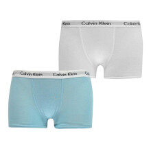 (14-16 Years, White/Aqua) Calvin Klein Boys Boxer Shorts (Pack of 2)