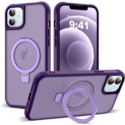 Purple Translucent iPhone 12/12 Pro Case with Magnetic Ring