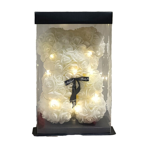 PE Rose Bear Eternal Flower Gift for Girlfriend White 1